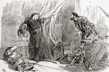 Szene aus William Shakespeares König Richard II., Akt V, Szene 5, König Richard: Exton, deine wilde Hand hat mit dem Blut des Königs das Land des Königs befleckt, aus Die Werke von William Shakespeare, veröffentlicht 1896